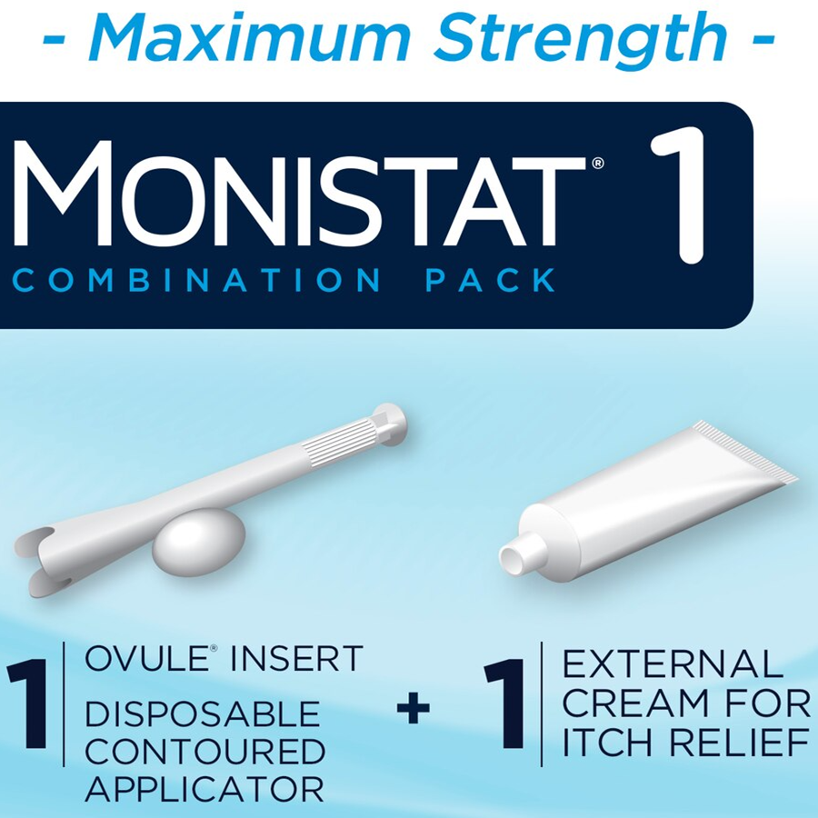 Monistat 1-Dose Yeast Infection Treatment, Ovule Insert & External Itch Cream - 0.32oz