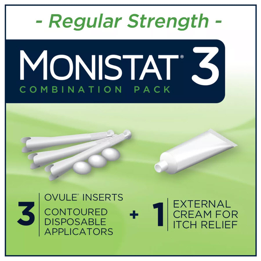 Monistat 3-Dose Yeast Infection Treatment, 3 Ovule Inserts & External Itch Cream