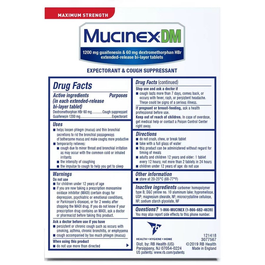 Mucinex DM Max Strength 12 Hour Cough Medicine - 14 Tablets