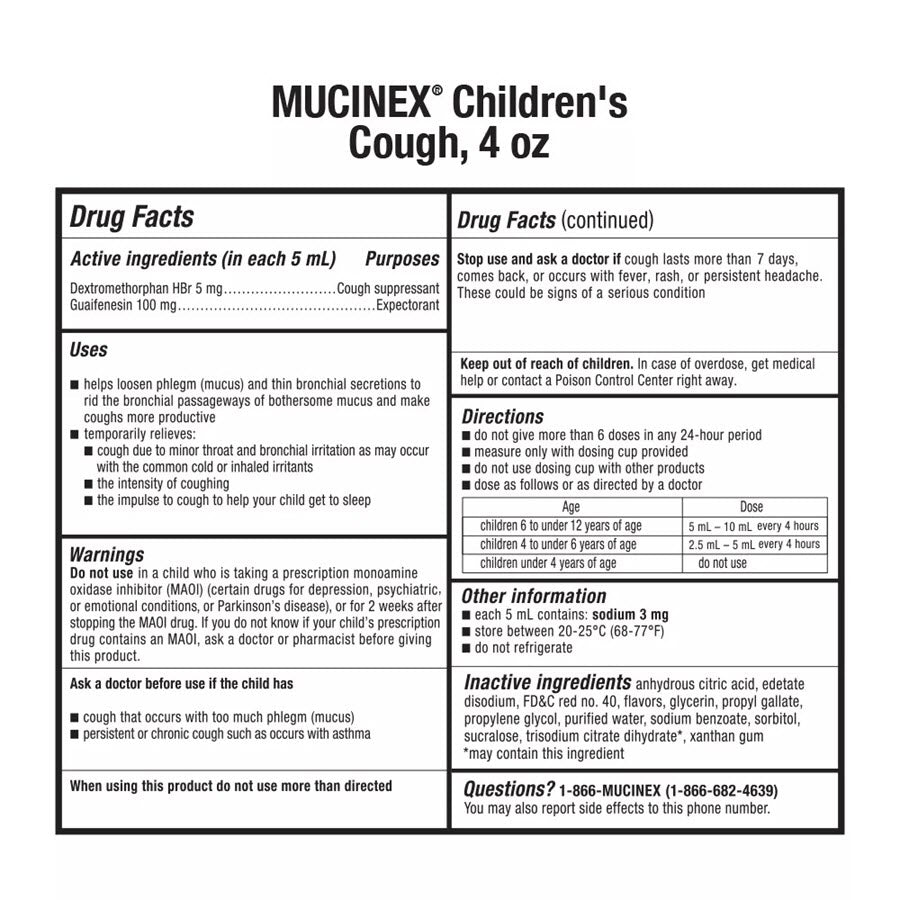 Mucinex Children's Cough Medicine - Cherry Liquid - 4 fl oz