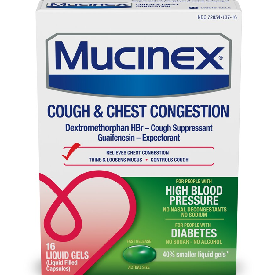 Mucinex High Blood Pressure Cough & Chest Medicine - Liquid Gels - 16ct