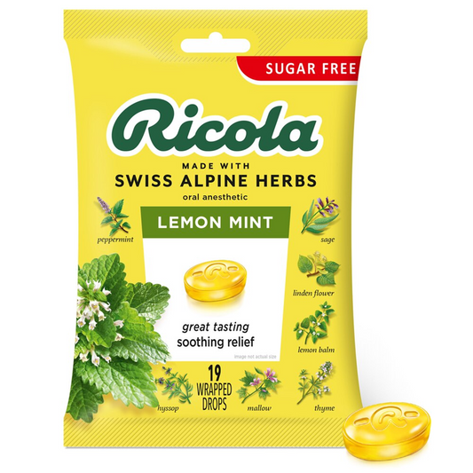 Ricola Herb Throat Drops Sugar Free, Lemon Mint - 19 ct