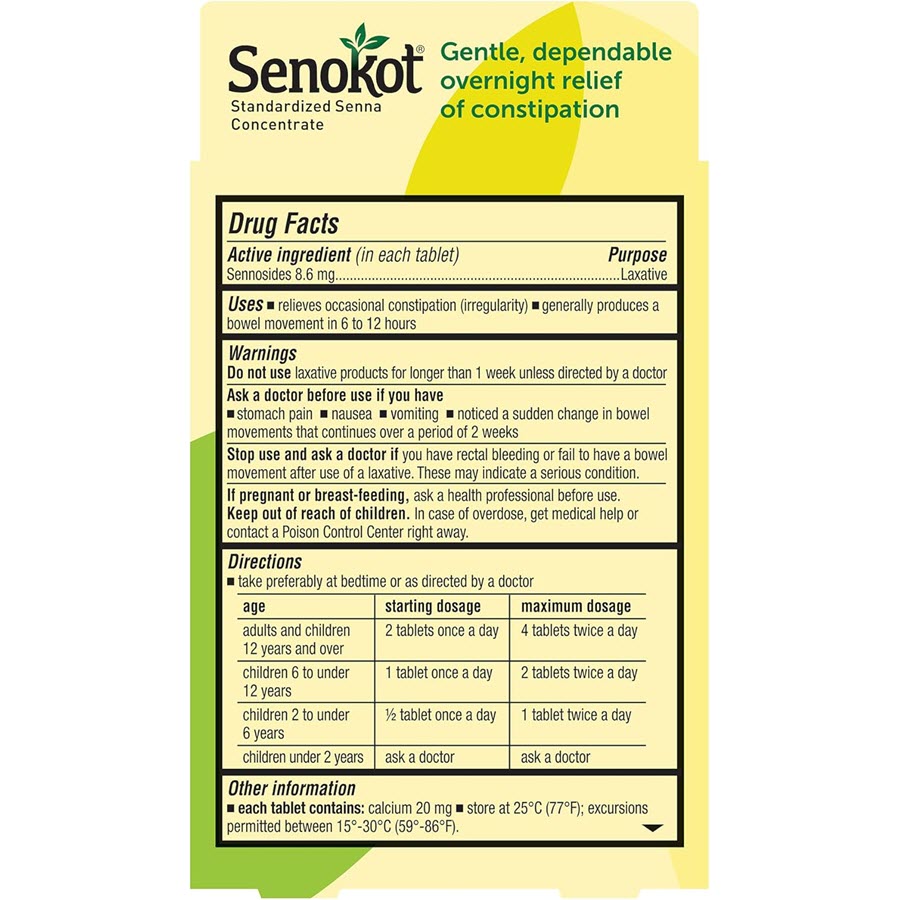 Senokot Regular Strength, Natural Vegetable Laxative, 20 Tablets