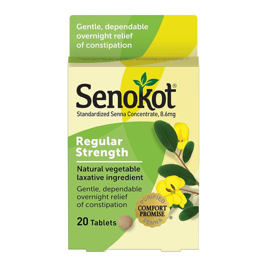 Senokot Regular Strength, Natural Vegetable Laxative, 20 Tablets