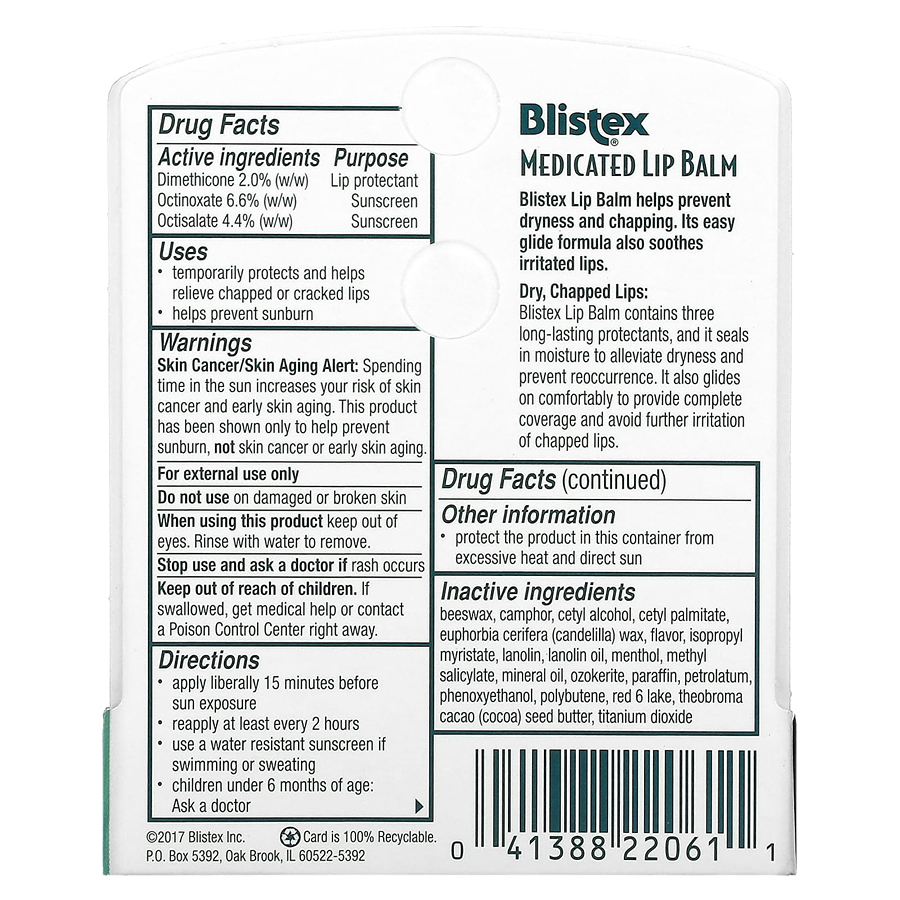 Blistex Medicated Lip Balm, Regular SPF 15, 1 Ea