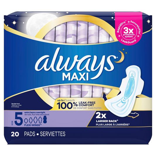 Always Maxi Extra Heavy Overnight Pads - Size 5 - 20 ct