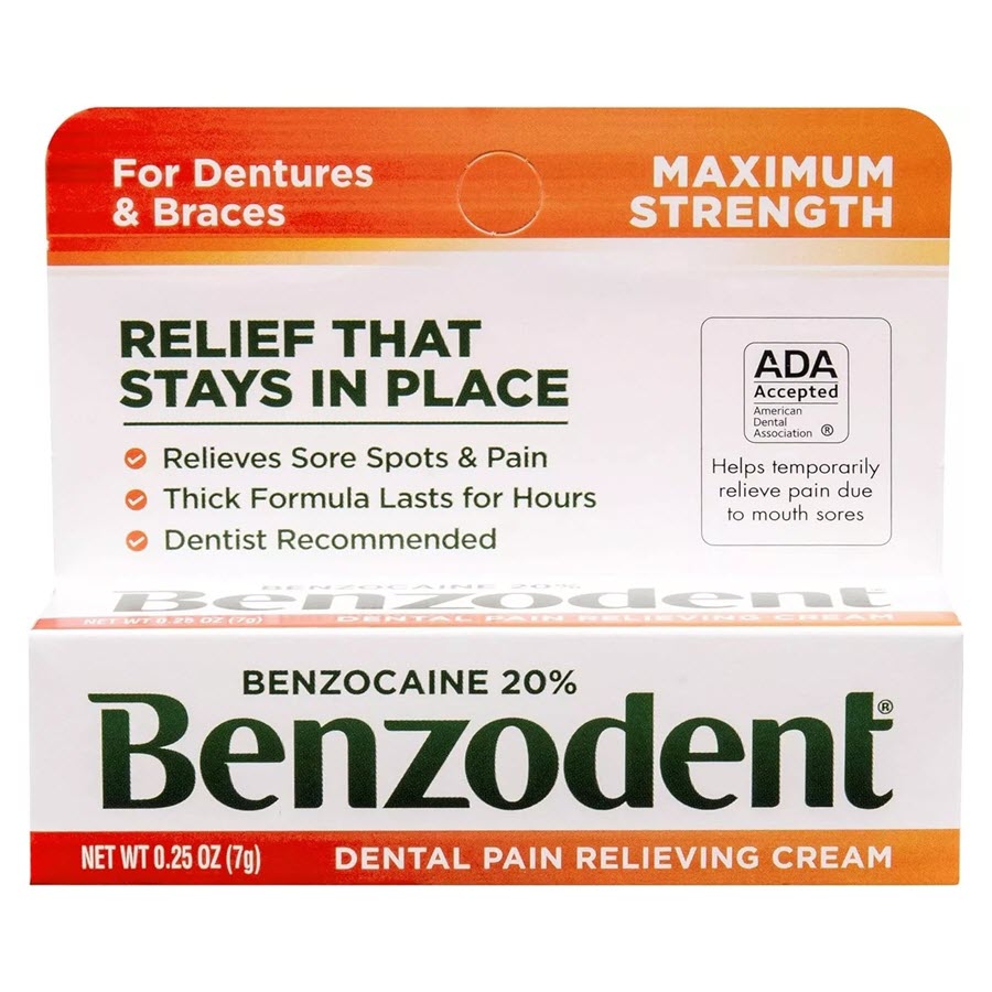 Benzodent 20% Dental Pain Relieving Cream, 0.25oz