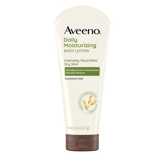 Aveeno Daily Moisturizing Lotion For Dry Skin with Soothing Oats and Rich Emollients, Fragrance Free, 8oz