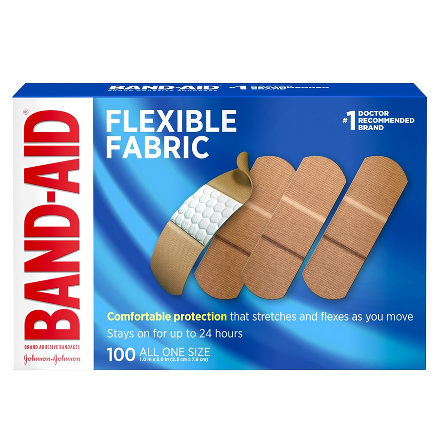 Band-Aid Flexible Fabric Adhesive Bandages for First Aid and Wound Care, 100 Count