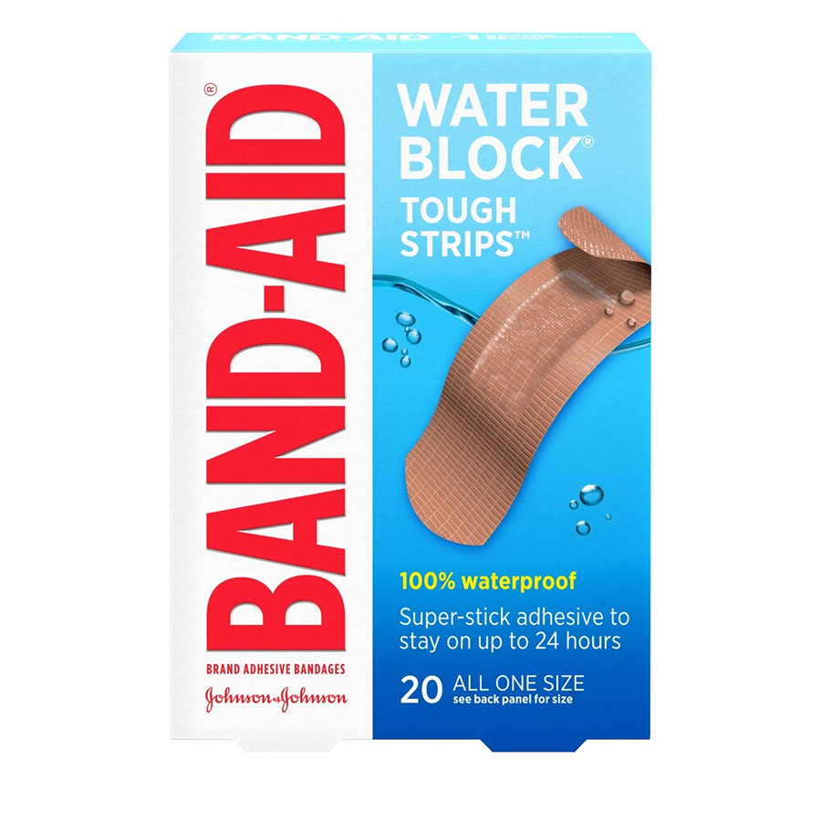 Band-Aid Water Block Tough Strips Bandages, All One Size, 20 Count