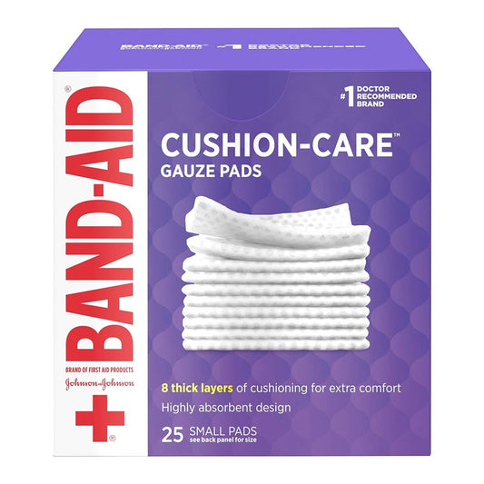 Band-Aid Cushion Care Non-Stick Gauze Pads, Small, White, 2 x 2 in, 25ct