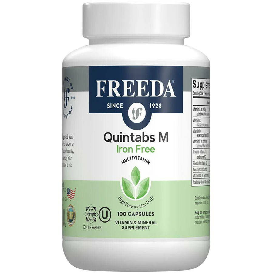 Freeda Quintabs M Multivitamin and Mineral Iron Free,  100 Veg Caps