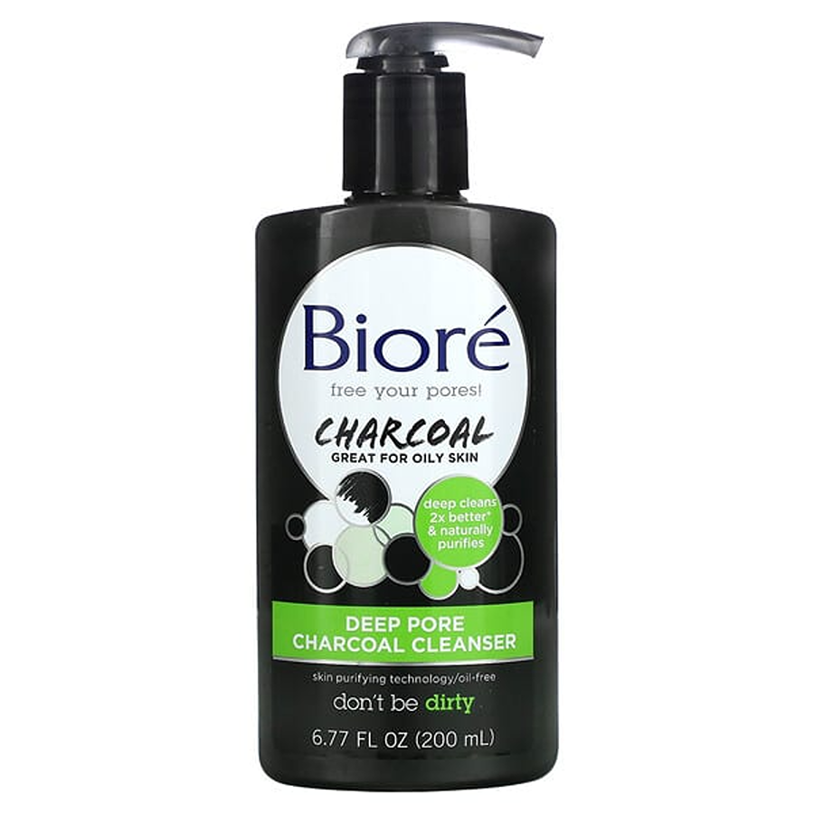 Biore Free Your Pores Deep Pore Charcoal Cleanser For Oily Skin, Face Wash, 6.77oz