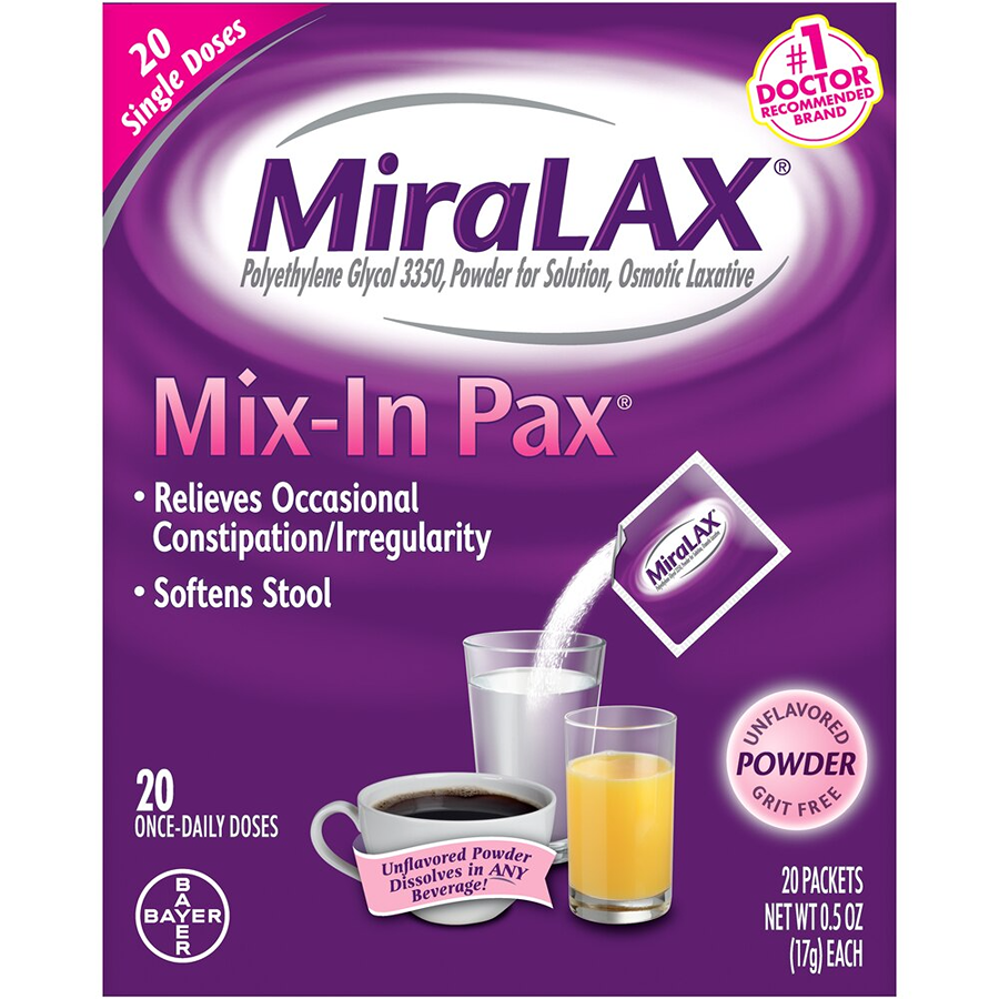 MiraLax Mix-In Pax Laxative Single Dose Packets, 20ct