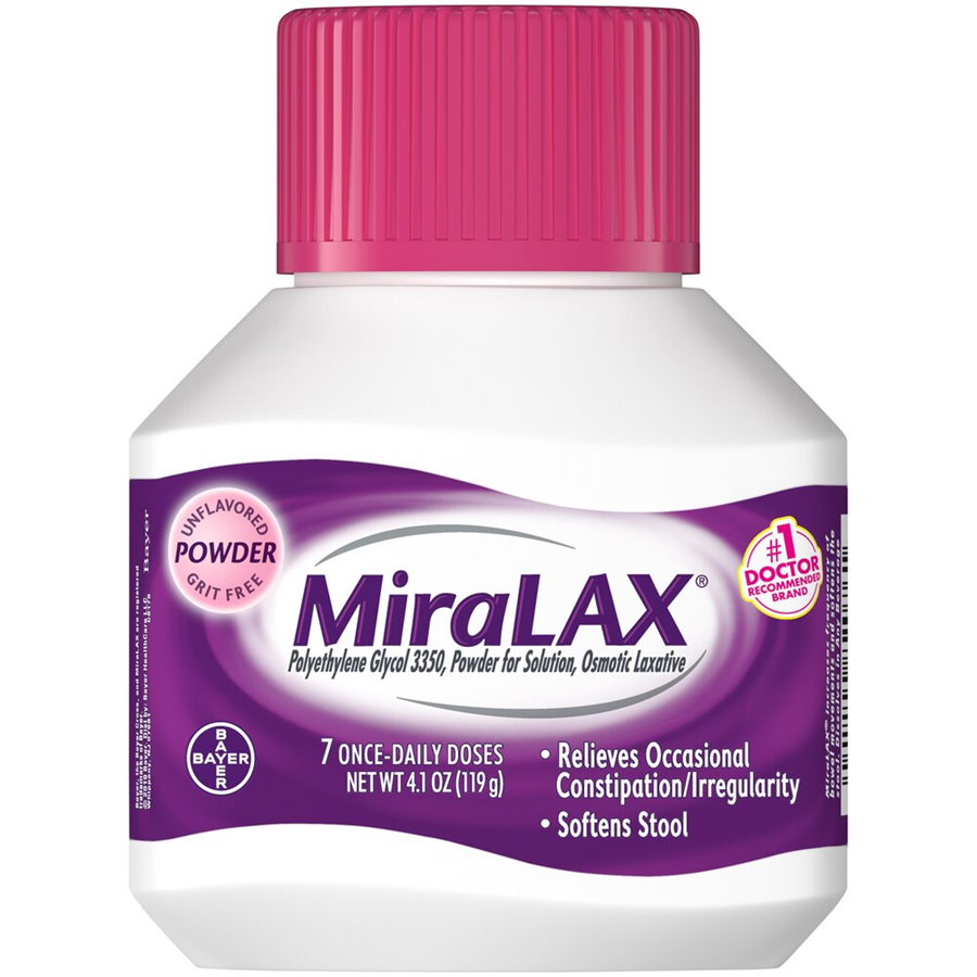 MiraLax Gentle Constipation Relief Osmotic Laxative Powder, 7 Doses, 4.1oz