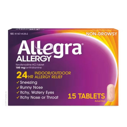 Allegra 24hr Non-Drowsy Antihistamine, 15 Tablets, 180 mg