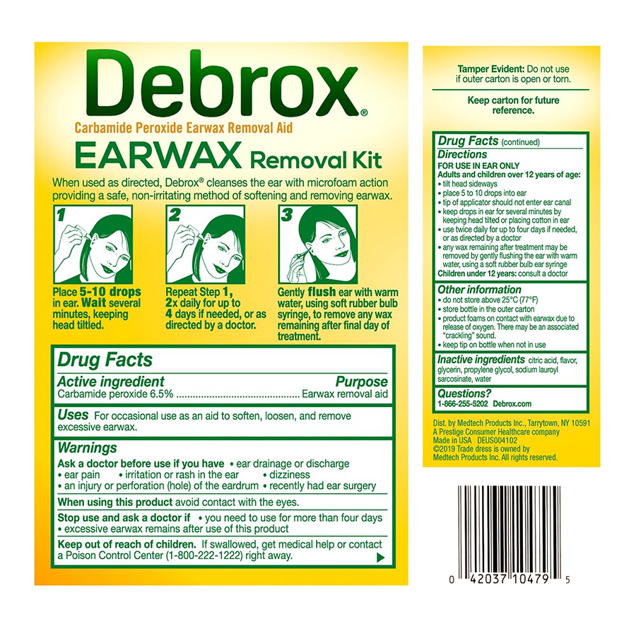 Debrox Earwax Removal Kit with Ear Drops & Bulb Ear Syringe - 0.5 fl oz