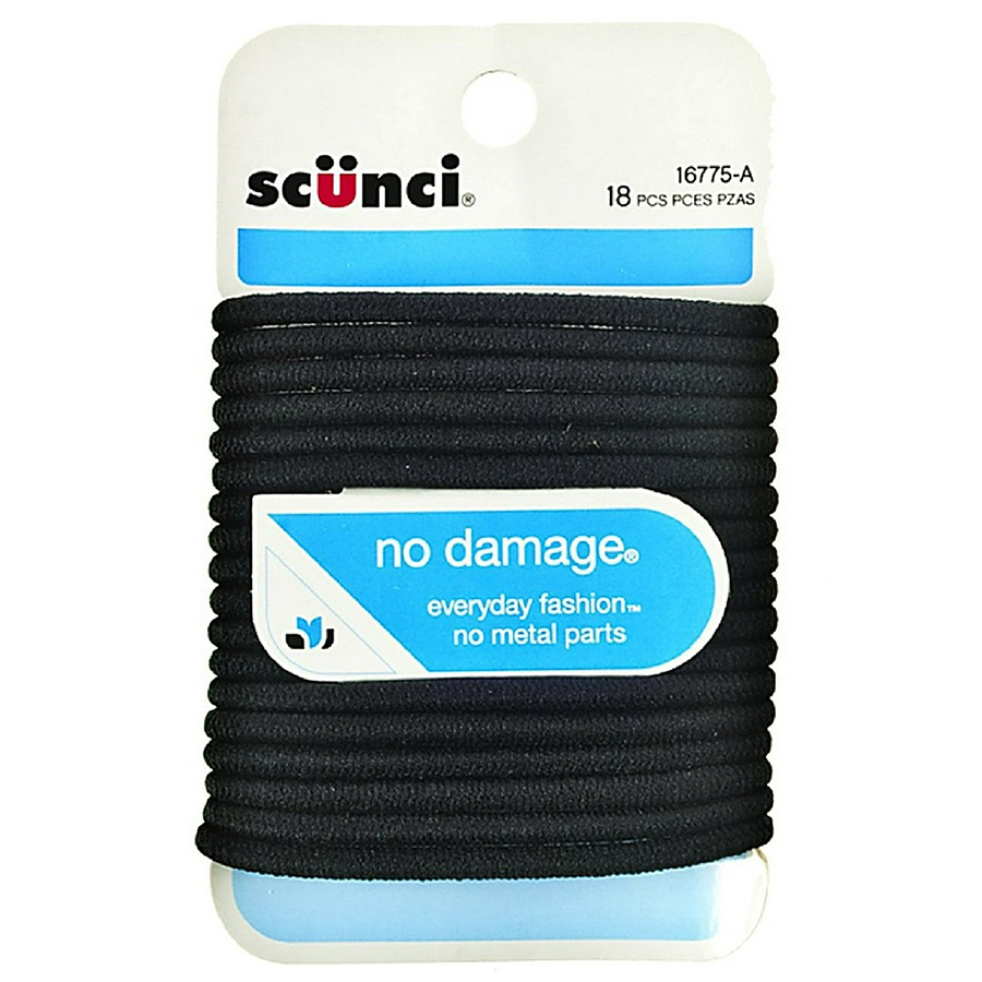 Scunci No Damage Medium-Hold Elastic Hair Bands, 18 Ea