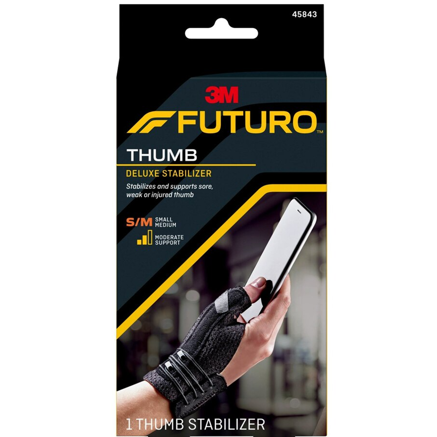 FUTURO Deluxe Thumb Stabilizer, Thumb Brace for Left or Right Hand, S/M, 45834EN