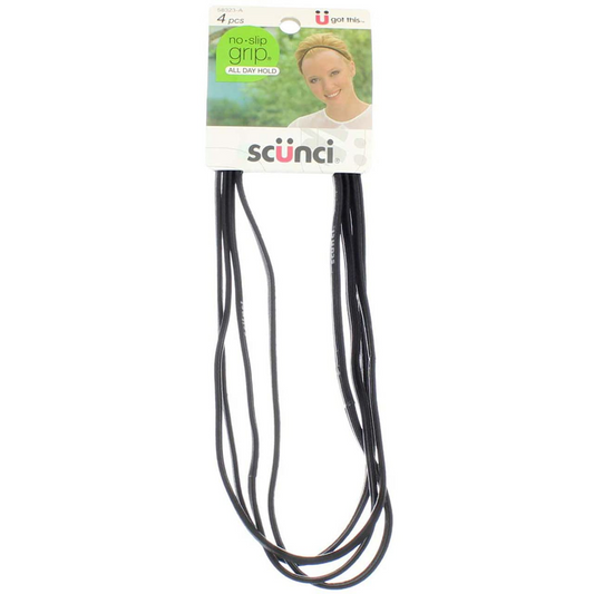 Scunci No-Slip Grip Headwraps, Black, 4ct