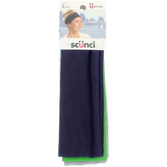 Scunci Basic Head Wraps, Assorted Colors, 5ct