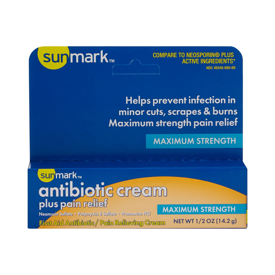 Sunmark First Aid Antibiotic with Pain Relief Cream, 0.5oz