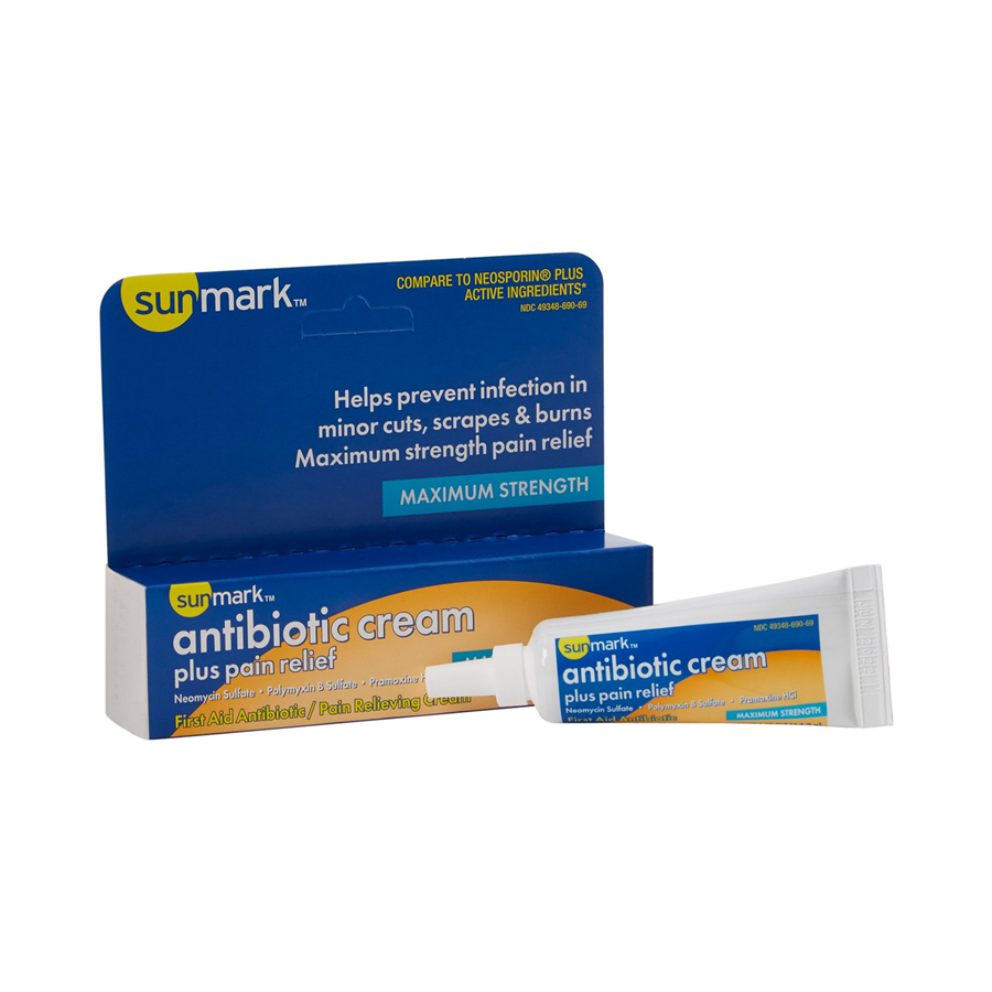 Sunmark First Aid Antibiotic with Pain Relief Cream, 0.5oz