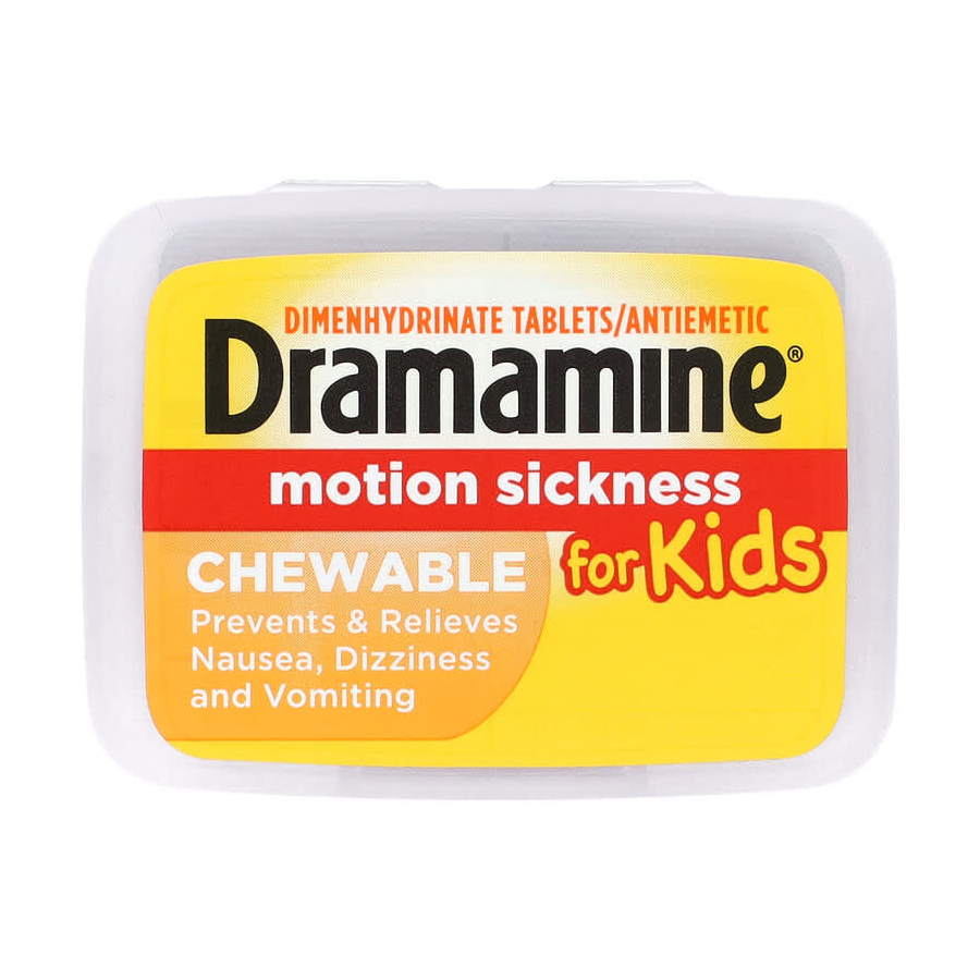 Dramamine Kids Chewable Motion Sickness Relief Tablets for Nausea, Dizziness & Vomiting - Grape -  8ct