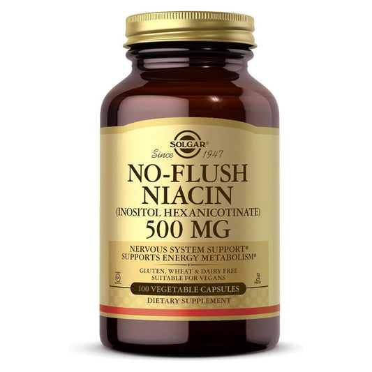 Solgar No-Flush Niacin 500 mg, 100 Vegetable Capsules