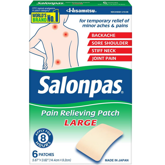 Salonpas Large Size Pain Relieving Patch - 8 Hour Pain Relief - 6ct