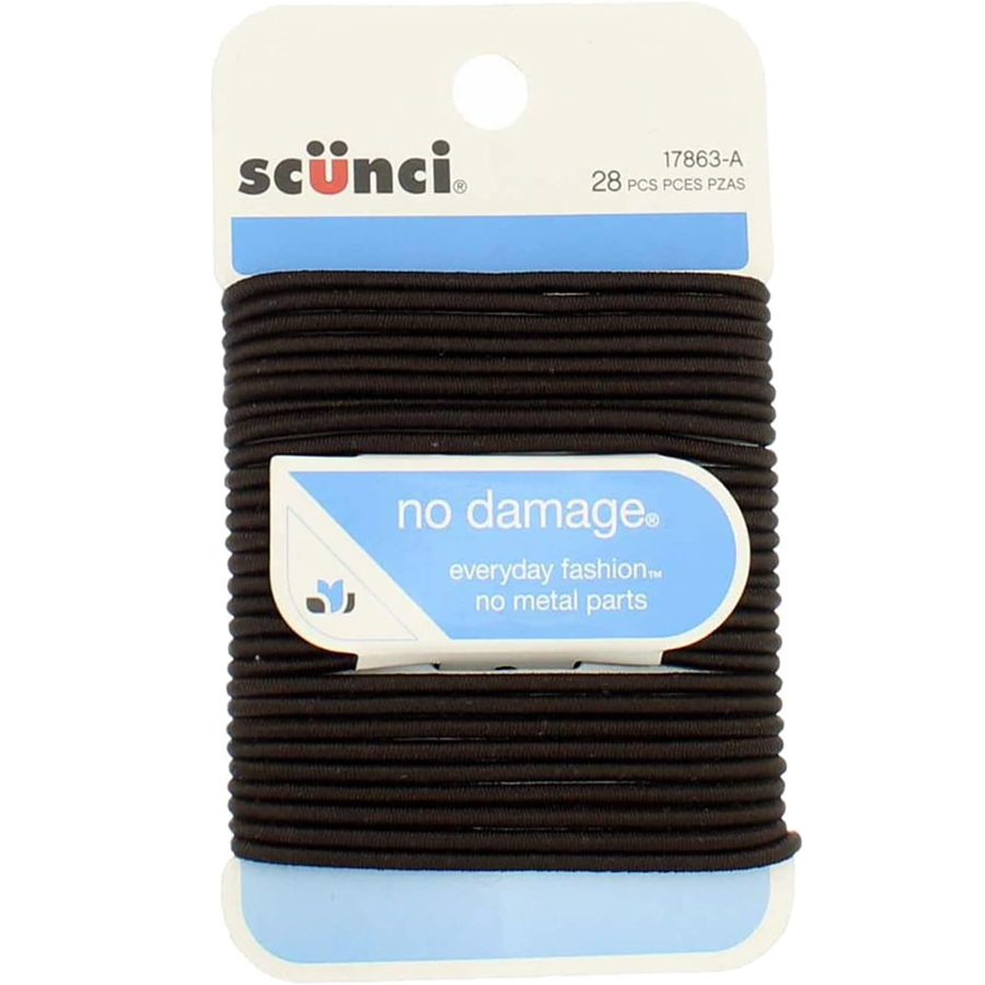 Scunci No Damage Elastics, Brown - 28pcs