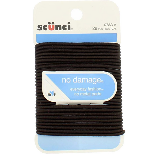 Scunci No Damage Elastics, Brown - 28pcs