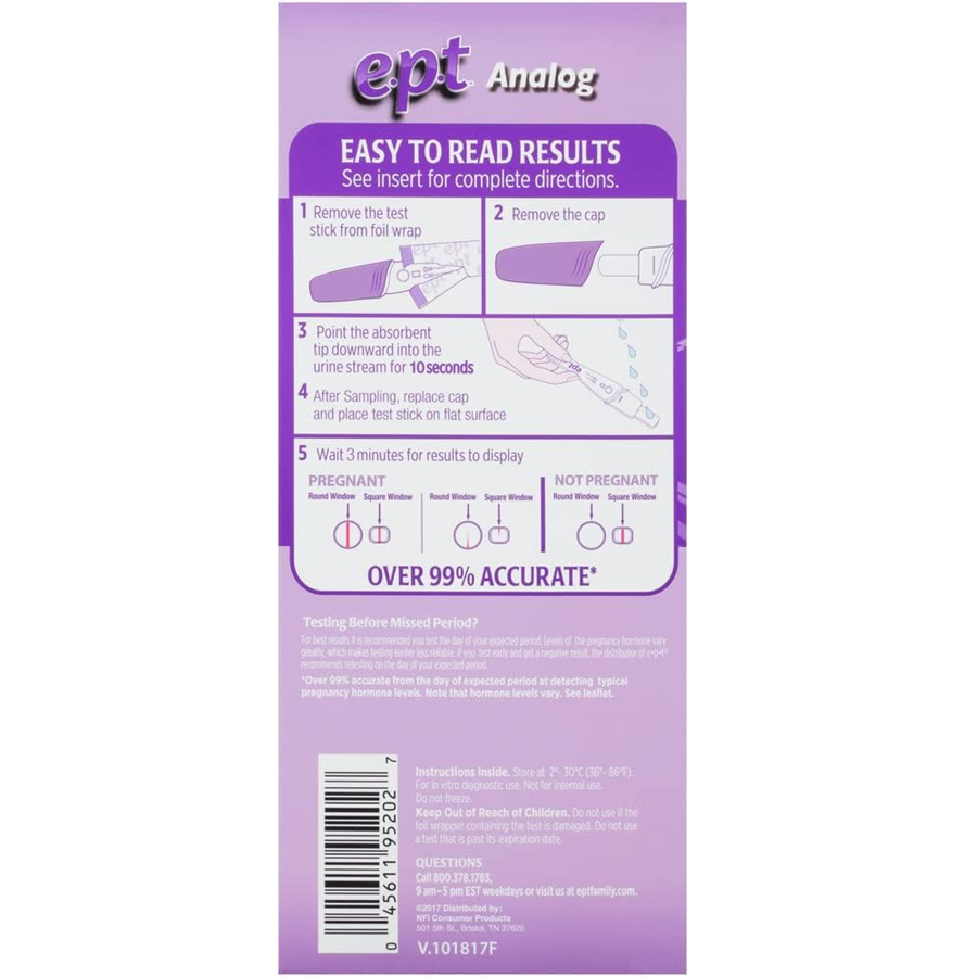 EPT Early Home Pregnancy Test, Analog, 2 Ea