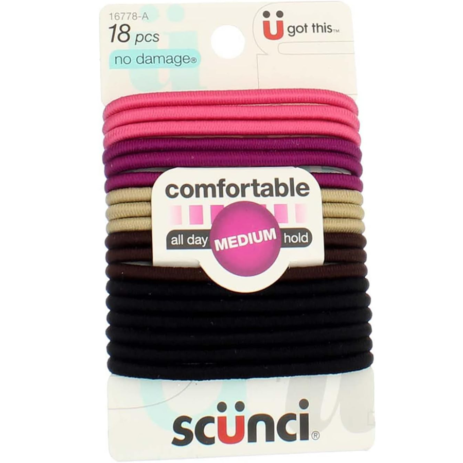 Scunci No Damage Natural Elastics, Medium, 18pcs