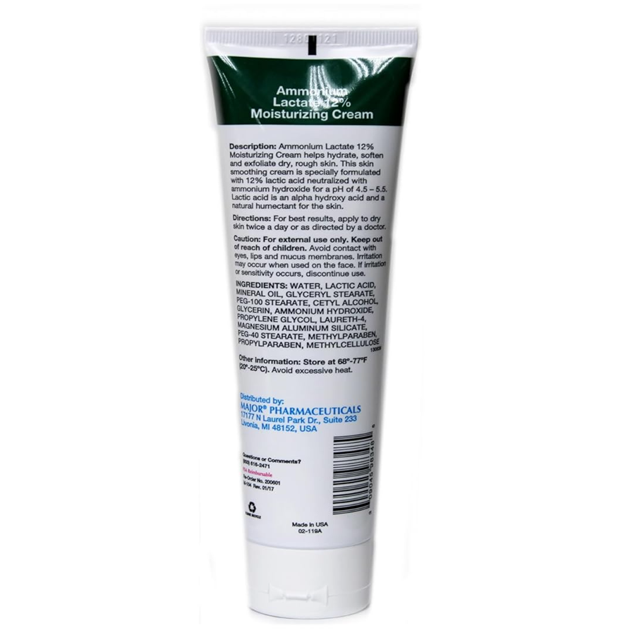 Major Ammonium Lactate 12% Moisturizing Cream, Fragrance Free, 4.9oz