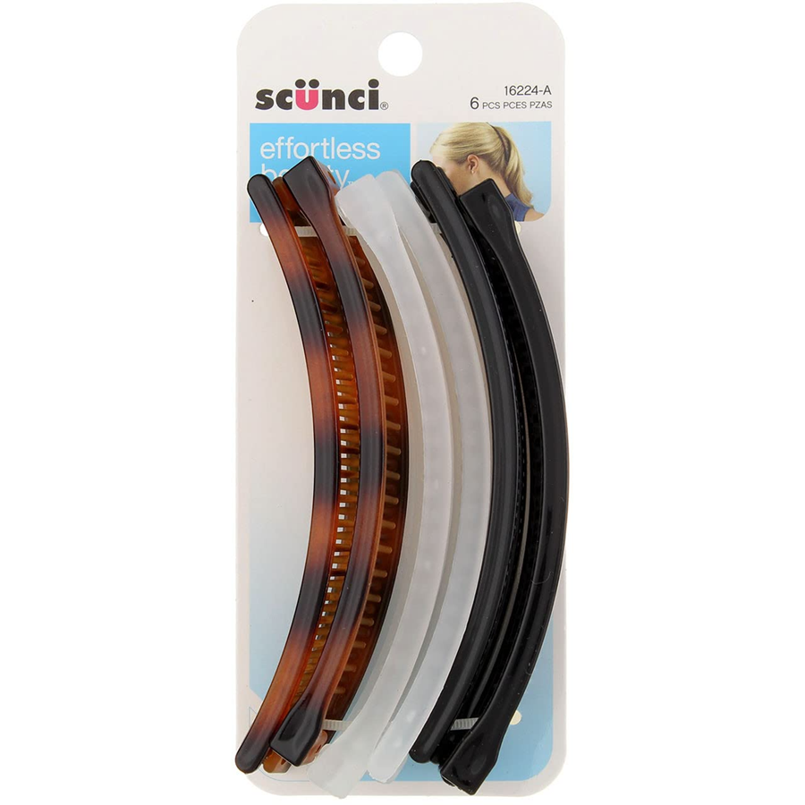 Scunci Side Comb Banana Clips 5", 6pcs