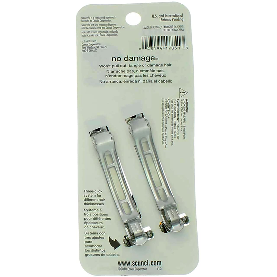 Scunci No Slip Grip Auto Clasp Barrettes, 2 Ea