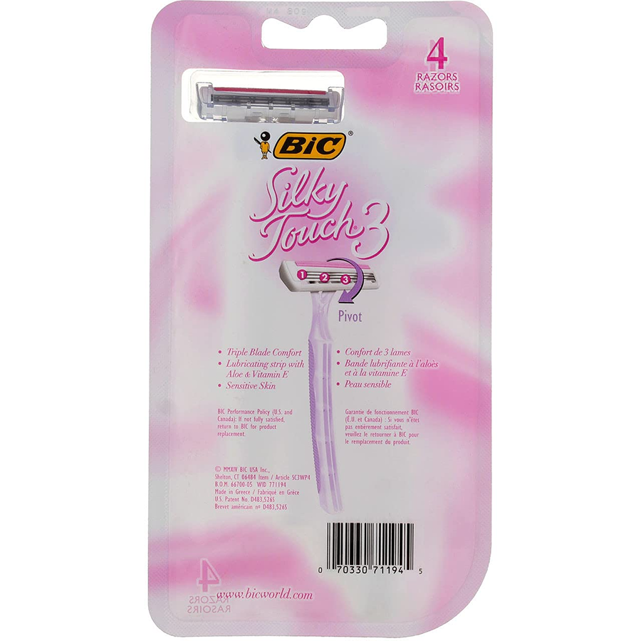 BIC Silky Touch 3, Triple Blade Shavers For Women With Sensitive Skin - 4 Ea