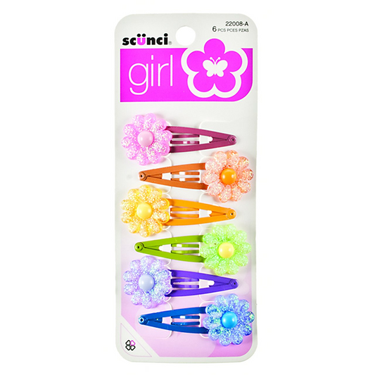 Scunci Girl Flower Hair Clips, 6ct