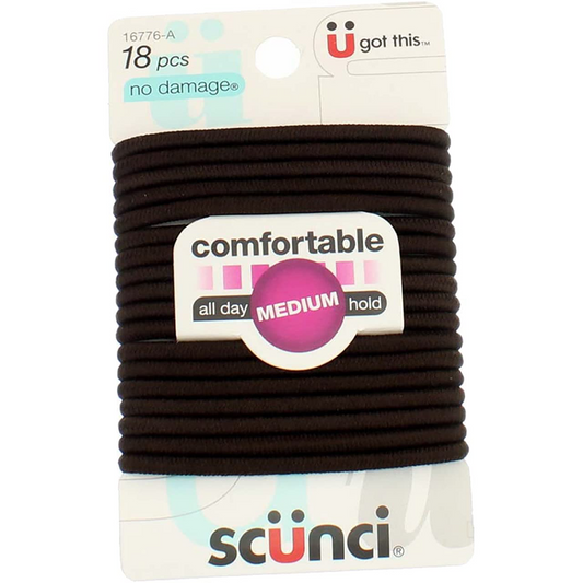 Scunci No Damage Brown Braided Ponytail Holders, 18pcs