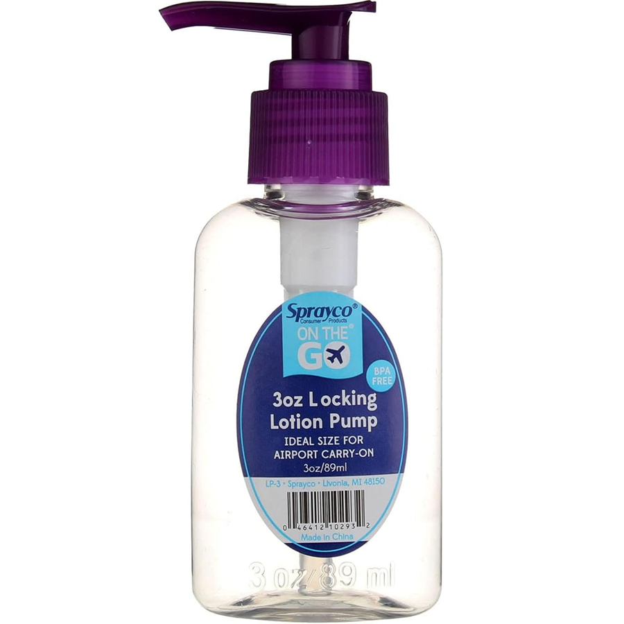 Sprayco Travel Lotion Pump Bottle Locking, 3oz