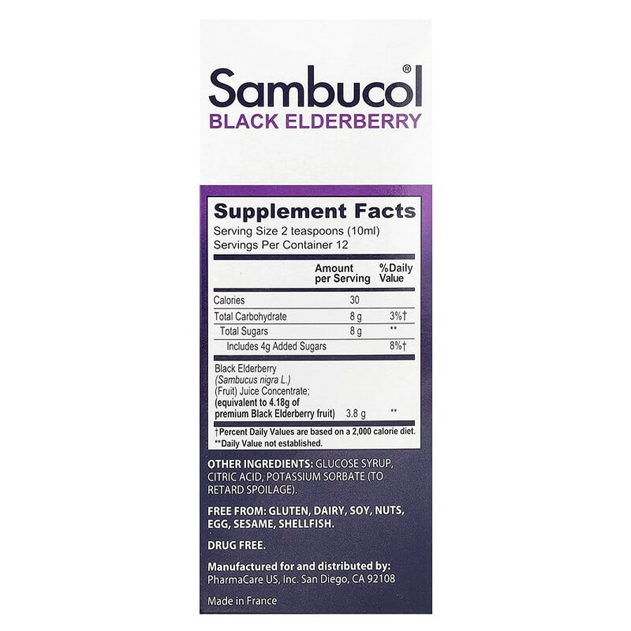 Sambucol Black Elderberry Vegan Immune Support Syrup - 4 fl oz