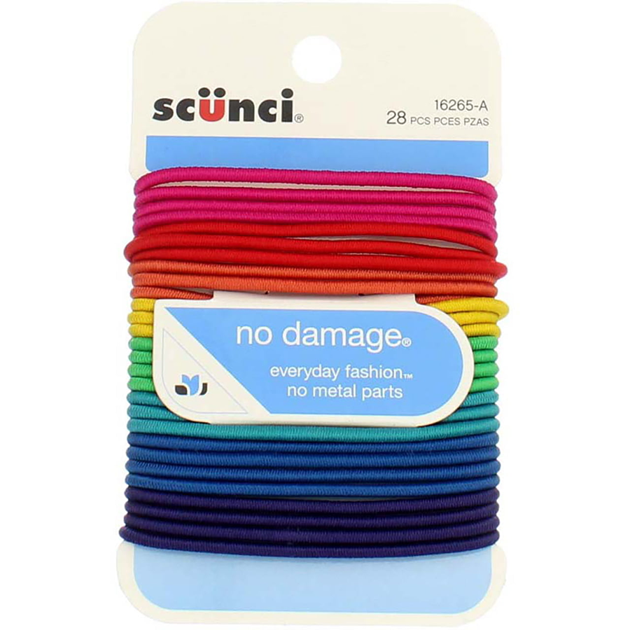 Scunci No Damage Hair Elastics, Assorted Colors, 28ct