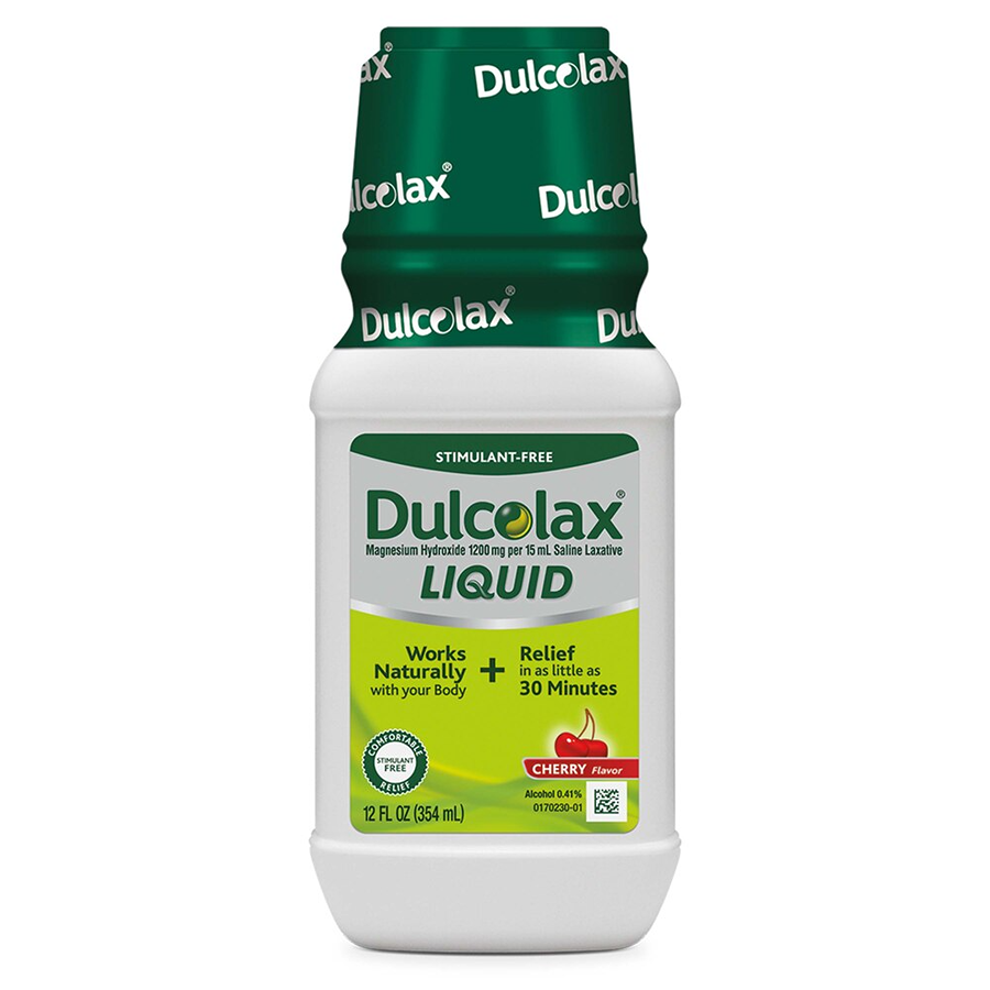 Dulcolax Liquid Laxative Stimulant Free for Comfortable Relief Cherry Flavor, 12oz