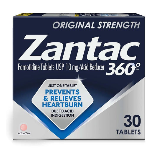 Zantac 360 Original Strength Tablets, Heartburn Prevention and Relief, 10 mg, 30ct