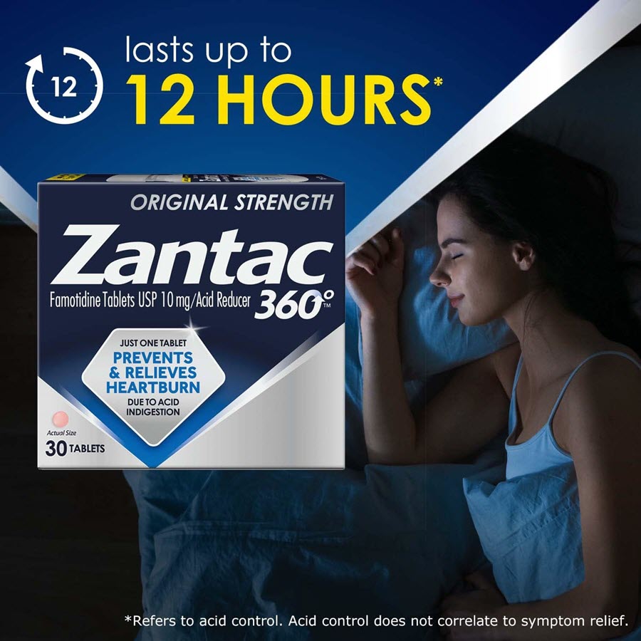 Zantac 360 Original Strength Tablets, Heartburn Prevention and Relief, 10 mg, 30ct