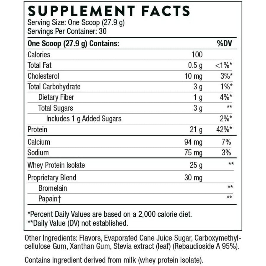 Thorne Whey Protein Isolate - Vanilla Flavored 29.5 oz / 30 Scoops