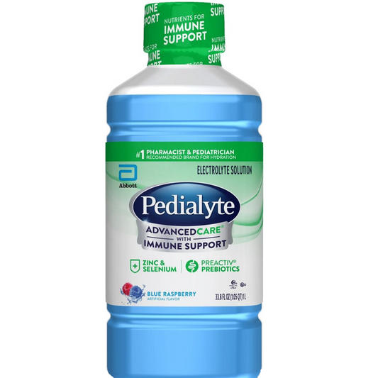 Pedialyte Advancedcare Blue Raspberry Electrolyte Solution, 33.8 Fl oz