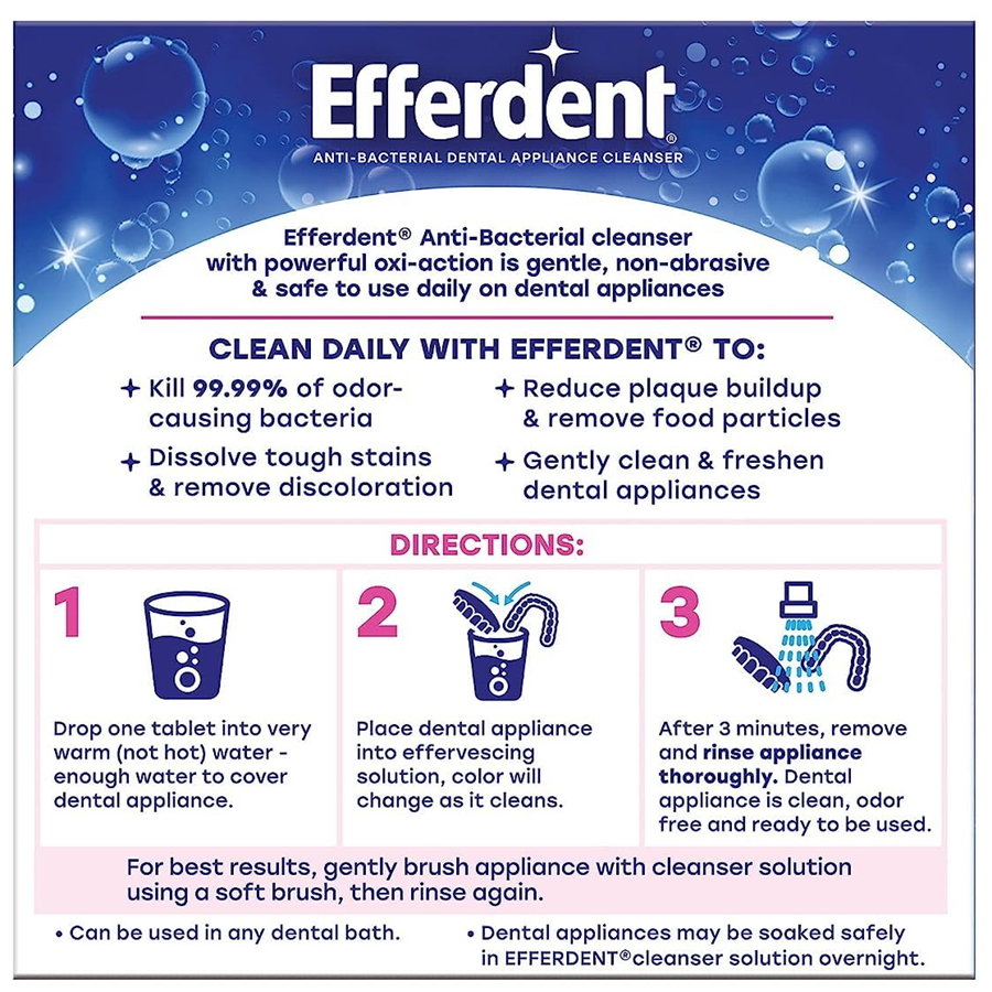 Efferdent Antibacterial Denture And Retainer Cleanser, 44 Tablets