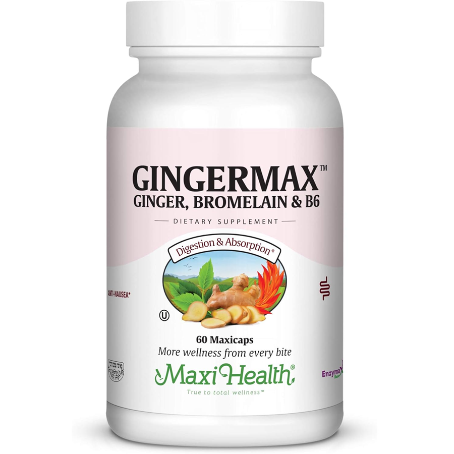 Maxi Health Gingermax Ginger, Bromelain & B6, 60 MaxiCaps